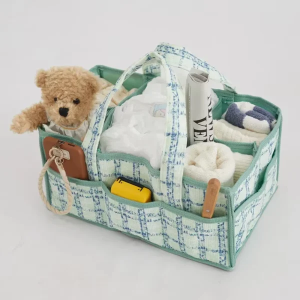 Diaper Bag Large Capacity Multiple Pocket Diaper Caddy Felt Washable Baby Diaper Nappy Organizer Bag Nursery Carrier Storage Bin