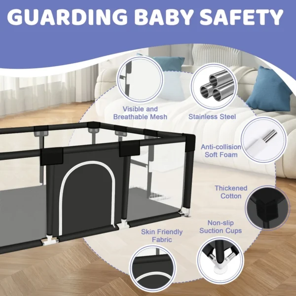 ANGDUO 71in Large Baby Playpen Anti-Slip Baby Activity Fence Play Yard With Breathable Mesh Play Yard For Infant Children Gifts
