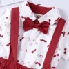 0-24 Months Baby Boys Costumes Short Sleeve Bodysuit with Bow + Suspender Pants Wedding Parties Festivals Gentleman Clothing