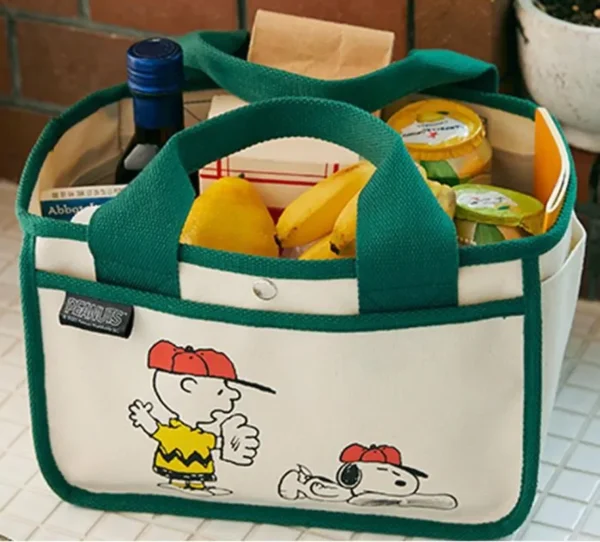 Snoopy Canvas Multifunction Handbag Boys and Girls Cartoon Cute Tote Bag Desktop Organizer storage Bag shopping bag