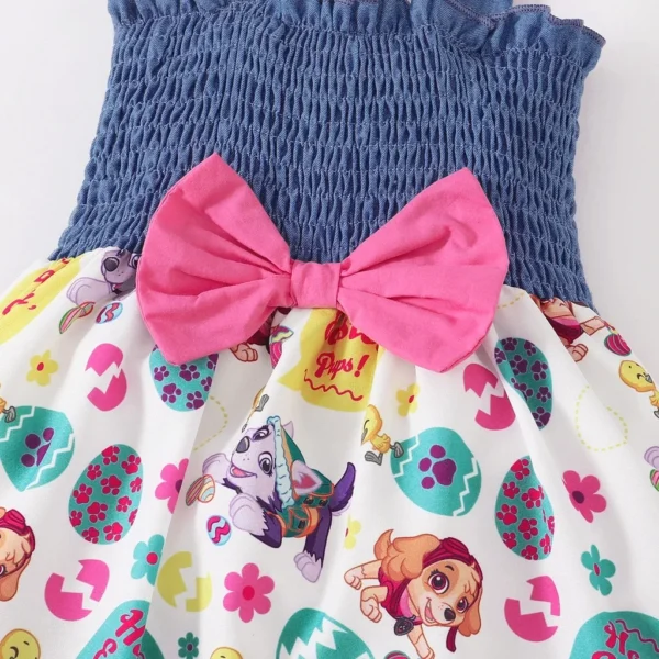 Fashion Dress for Kids Girl 1-6 Years Infant Girl Sleeveless Sling Pleated Dress with Bow Summer Costume Birthday Party Wear