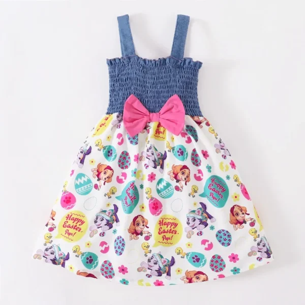 Fashion Dress for Kids Girl 1-6 Years Infant Girl Sleeveless Sling Pleated Dress with Bow Summer Costume Birthday Party Wear