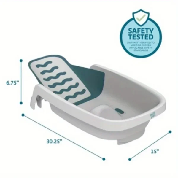 The 4-in-1 Reclining Newborn to Toddler Baby Tub - White provides essential back support.