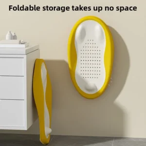 Foldable Baby Bath Seat - Non-Slip PP Shower Net Support, Ergonomic Backrest Design, Easy-Clean Christmas Gift for Toddlers