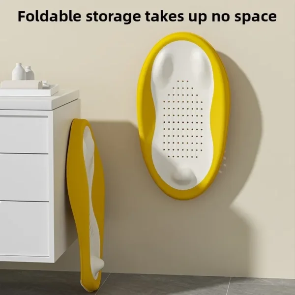 Foldable Baby Bath Seat - Non-Slip PP Shower Net Support, Ergonomic Backrest Design, Easy-Clean Christmas Gift for Toddlers