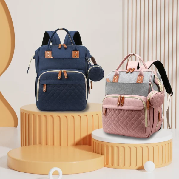 Baby Travel Backpack Fashionable mommy bag with foldable infant bed and storage compartments