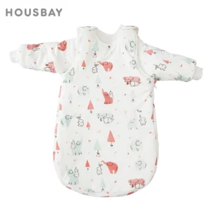 kf-S54dd9e767b36476b80e5bdcf567f6fbdd Baby Sleeping Bag For Girls Winter Warm Red Elephant Printed Soft Cotton Anti-Kick Quilt Kids Wearable Blanket Sleepsack
