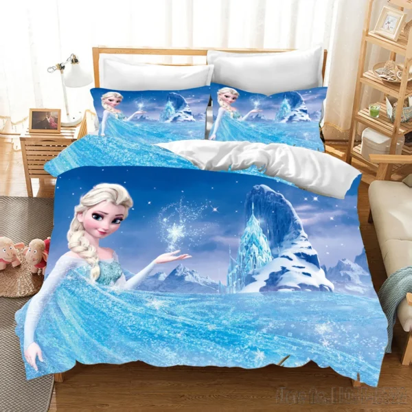Cartoon Anime Frozen Elsa Duvet Cover Set HD Comforter Cover for Kids Bedding Sets Bedclothes Bedroom Decor