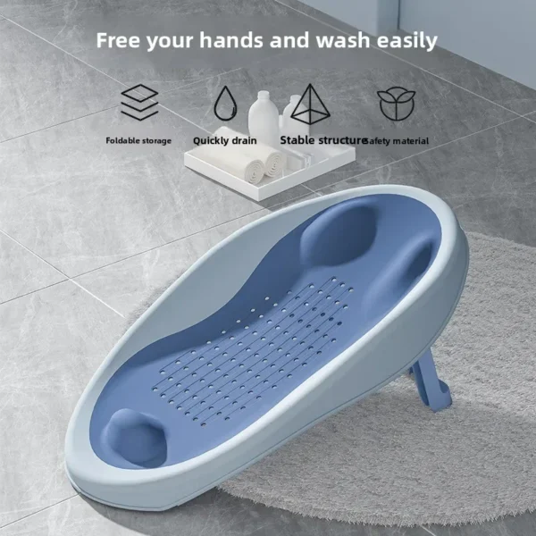 Foldable Baby Bath Seat - Non-Slip PP Shower Net Support, Ergonomic Backrest Design, Easy-Clean Christmas Gift for Toddlers