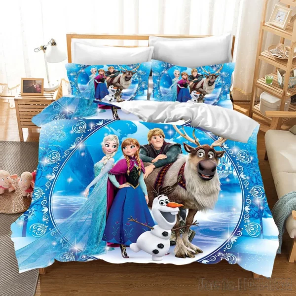 Cartoon Anime Frozen Elsa Duvet Cover Set HD Comforter Cover for Kids Bedding Sets Bedclothes Bedroom Decor