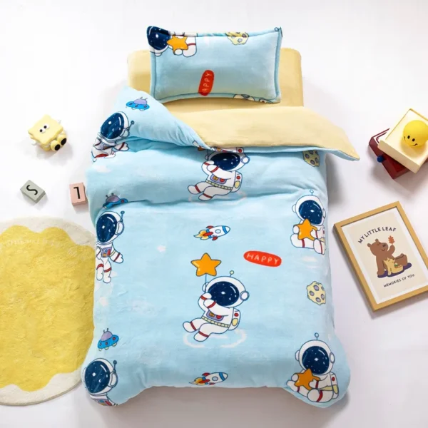 Baby Cartoon Print Bedding Set Duvet Covers Pillowcases Set Autumn Winter Warm Suede Bedclothes Bed Linen CP29
