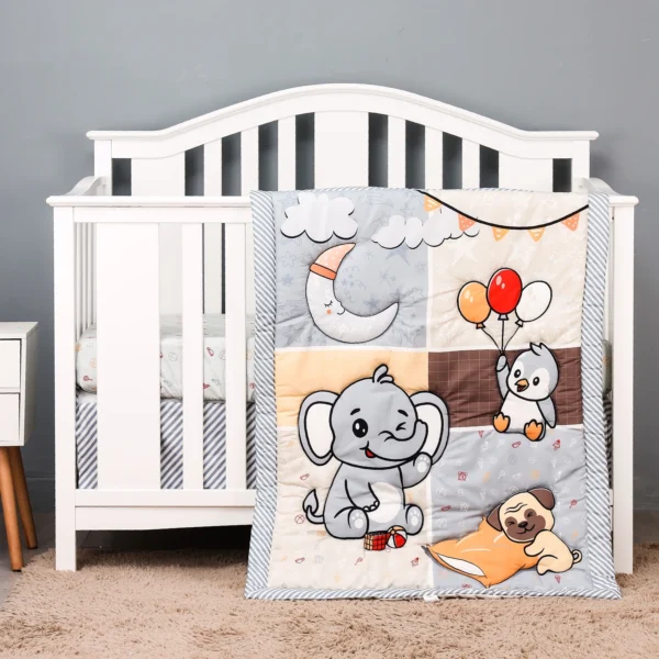 Safari Baby Infant Crib Kids Bedding Set Crib Sheet Set Infant Newborn Nursery 3Piece Comforter Fitted Sheet Crib Skirt