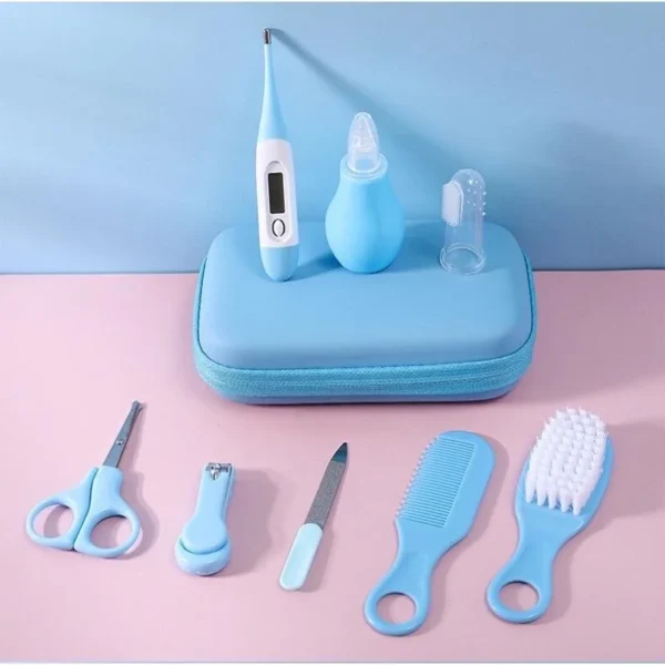 8PCS Baby Grooming Kit, Nail Clipper, Brush, Nasal Aspirator, Comb, and EVA Case for Newborn Care Essentials