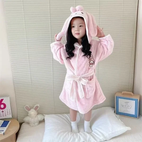 Cinnamoroll My Melody Girl Nightgown Bathrobe Hot Sanrio Kuromi Kawaii Child Long Style Pajamas Cartoon Gift New Cute Bathrobe