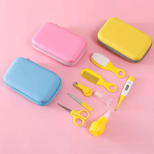 8PCS Baby Grooming Kit, Nail Clipper, Brush, Nasal Aspirator, Comb, and EVA Case for Newborn Care Essentials