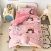 Baby Cartoon Print Bedding Set Duvet Covers Pillowcases Set Autumn Winter Warm Suede Bedclothes Bed Linen CP29