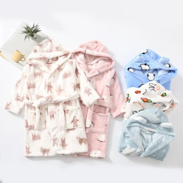 Warm Soft Children Flannel Pajamas Boy Astronaut Robe Winter Christmas Kids Bathrobe Baby Girl Homewear Child Sleepwear 2-12Year