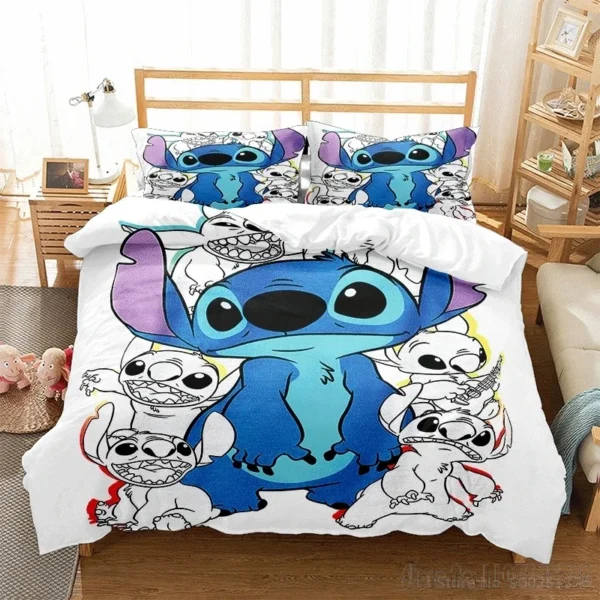 Cute Stitch Love Child Duvet Cover Set HD Comforter Cover Bedclothes for Kids Bedding Sets Bedroom Decor