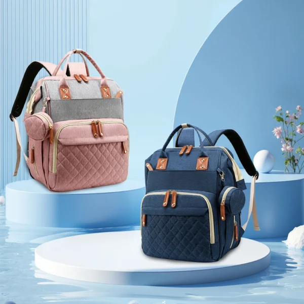 Baby Travel Backpack Fashionable mommy bag with foldable infant bed and storage compartments