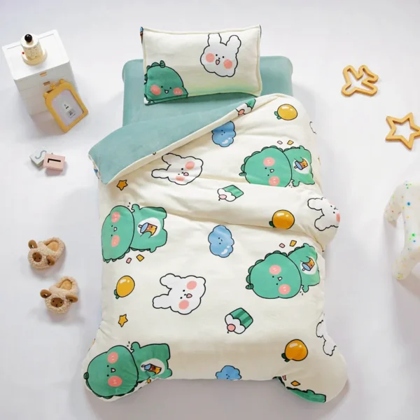 Baby Cartoon Print Bedding Set Duvet Covers Pillowcases Set Autumn Winter Warm Suede Bedclothes Bed Linen CP29