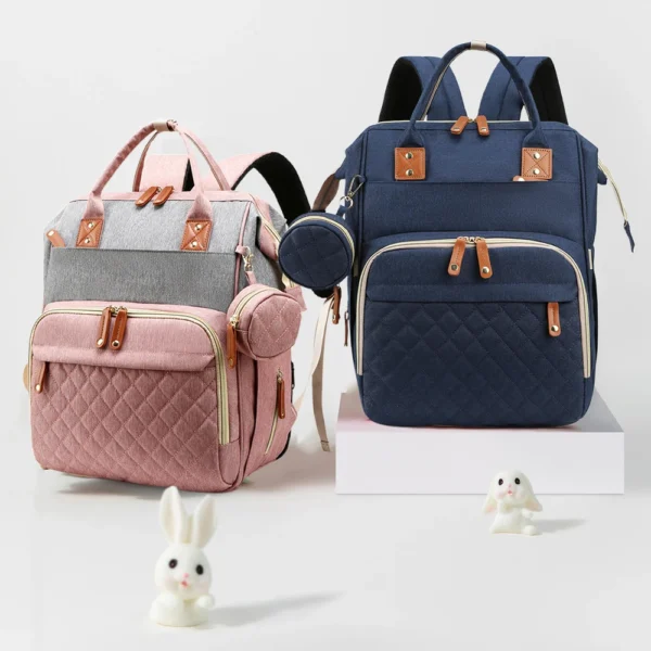 Baby Travel Backpack Fashionable mommy bag with foldable infant bed and storage compartments