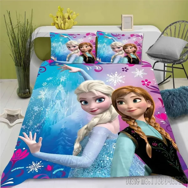 Cartoon Anime Frozen Elsa Duvet Cover Set HD Comforter Cover for Kids Bedding Sets Bedclothes Bedroom Decor