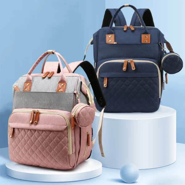 Baby Travel Backpack Fashionable mommy bag with foldable infant bed and storage compartments