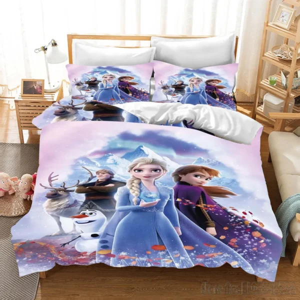 Cartoon Anime Frozen Elsa Duvet Cover Set HD Comforter Cover for Kids Bedding Sets Bedclothes Bedroom Decor