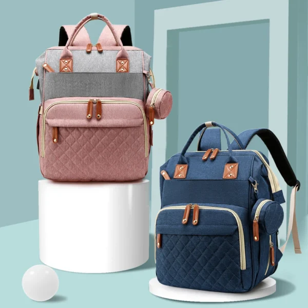 Baby Travel Backpack Fashionable mommy bag with foldable infant bed and storage compartments