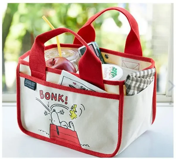 Snoopy Canvas Multifunction Handbag Boys and Girls Cartoon Cute Tote Bag Desktop Organizer storage Bag shopping bag